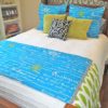 Blue Penmanship Bed Runner Set (Queen/King)
