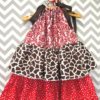 Red Damask Double Ruffle Dress (size 6) - Image 2