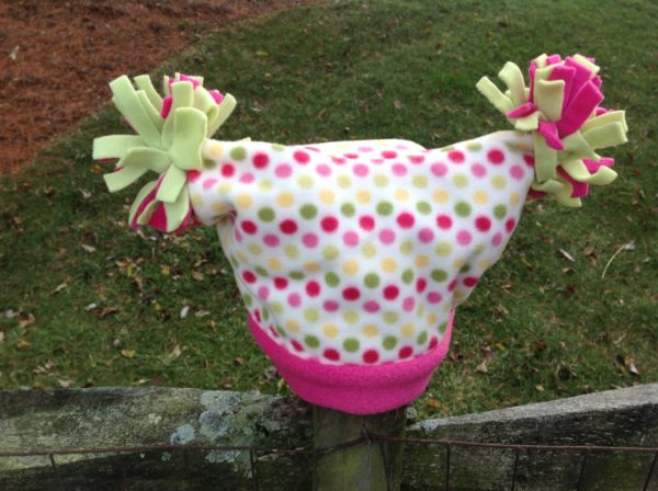 Pink/Green Dots Fleece Hat