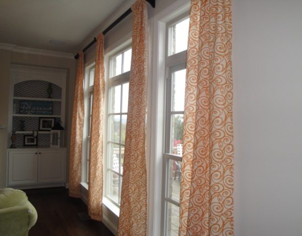 Orange Swirl Drapery Panels (pair) - Image 3