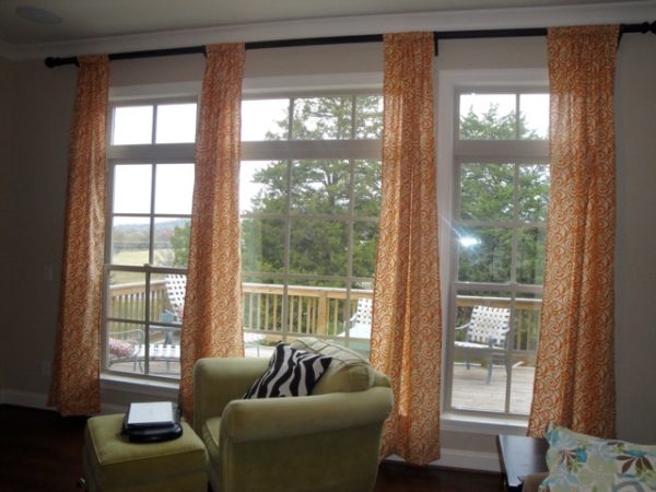 Orange Swirl Drapery Panels (pair) - Image 2