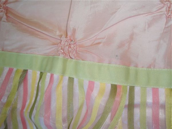 Pink Striped Layered Drapery Panels (pair)  Sale - Image 3