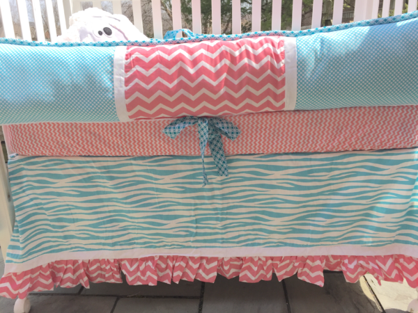 Coral and Blue Nursery Bedding - Image 6
