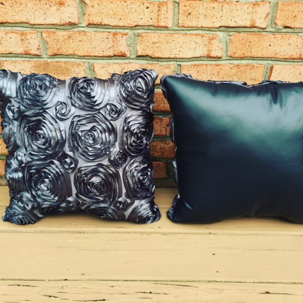 Throw Pillow Charcoal Taffeta Rosettes - Image 2