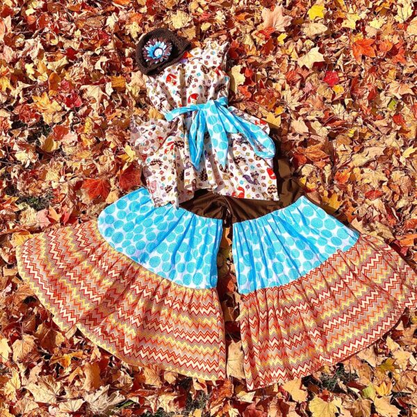 Girls Clothing Set Woodland Fun Flare Top/Pants Set, boutique, handmade girl, back to school - Image 2