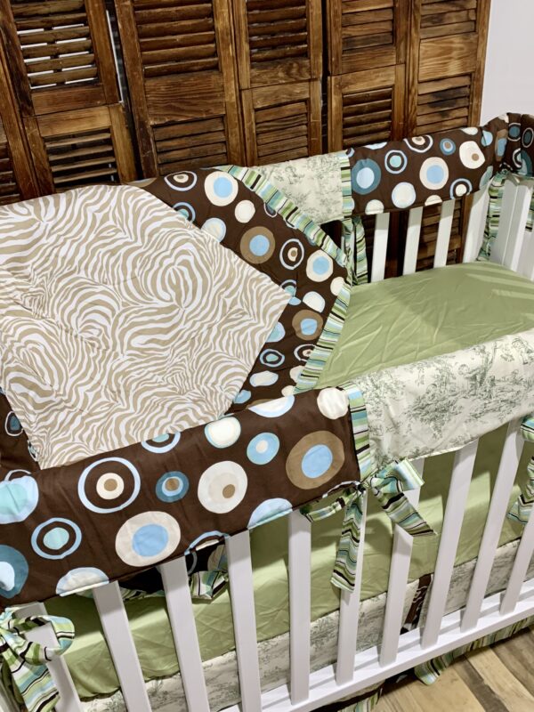 Little Boy Blue Toile Bumperless Nursery Bedding - Image 2