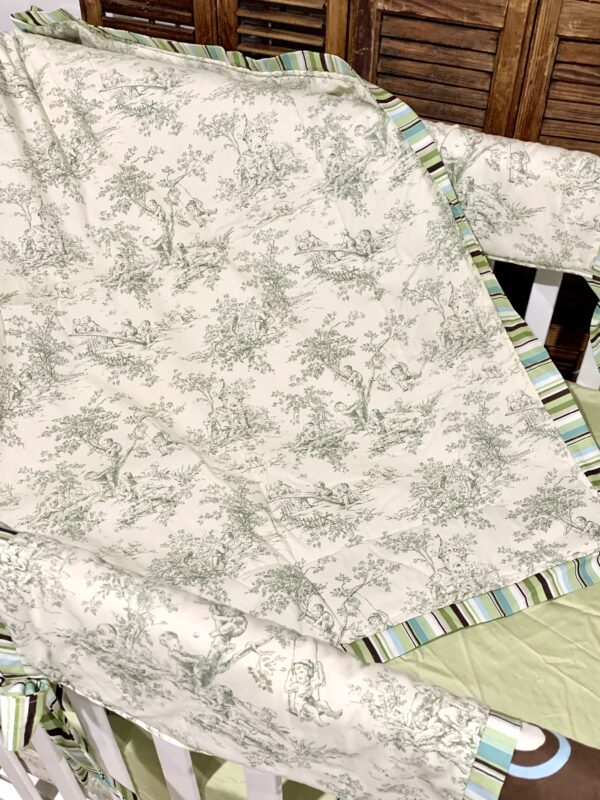 Little Boy Blue Toile Bumperless Nursery Bedding - Image 4