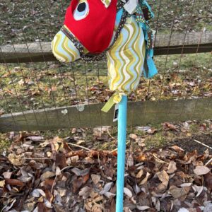 Blue and Green Wavy Stick Pony with Race Mask