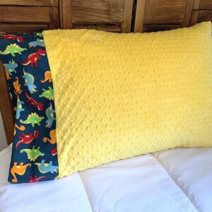 Pillowcase Minky Yellow Dino