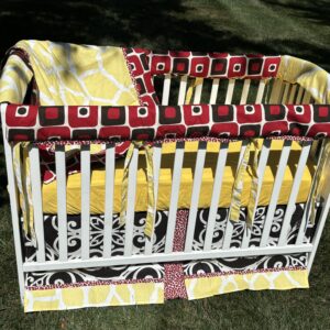 Red & Yellow Giraffe Bumperless Crib Bedding