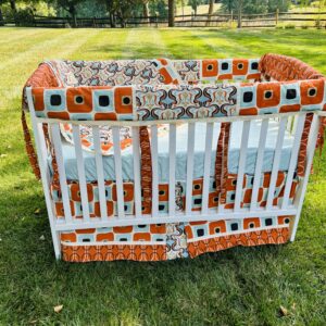 Orange Mod Bumperless Crib Bedding