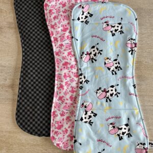 Contoured Burp Cloth Set - Cows and Pigs