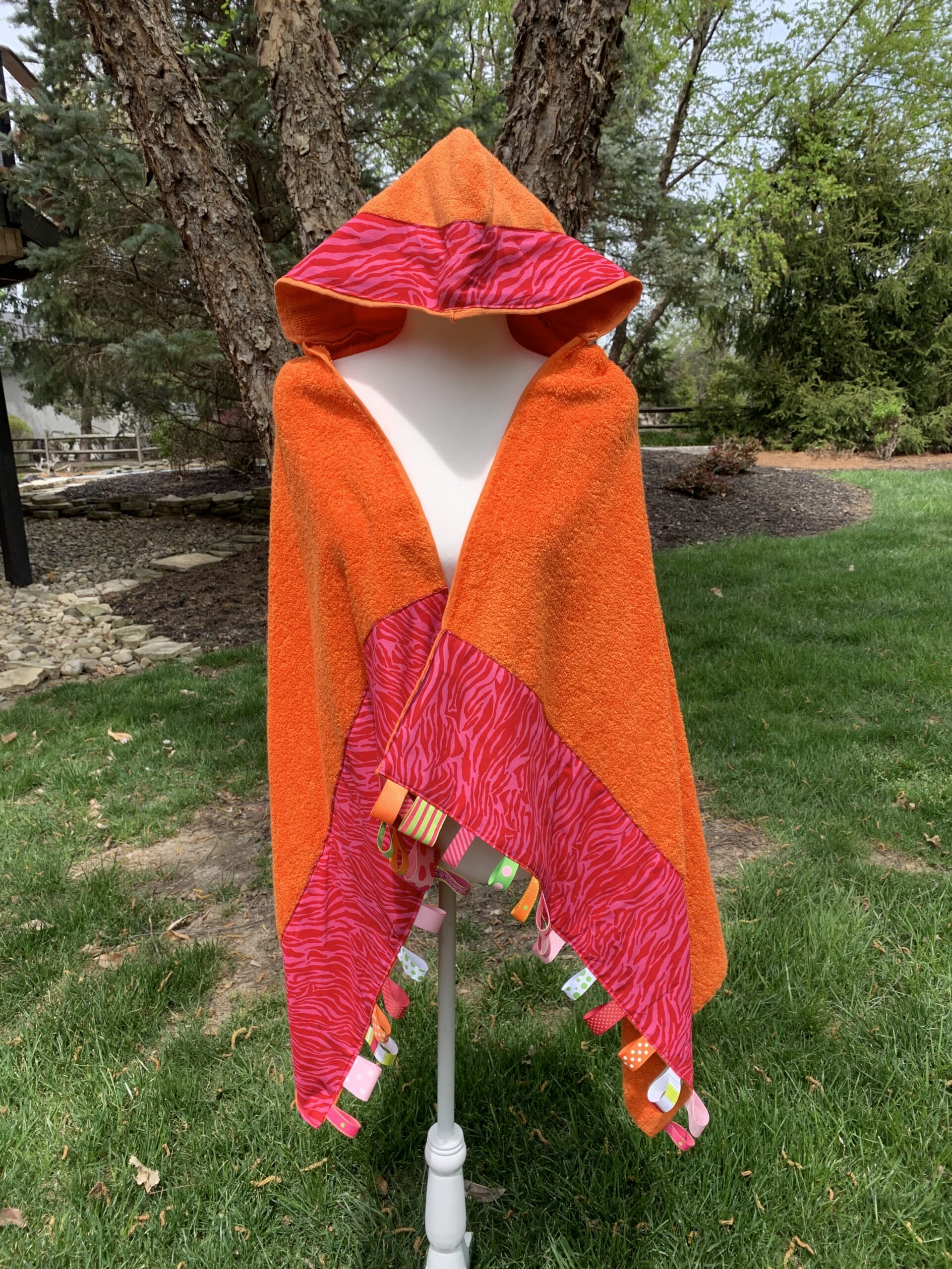 Hot Pink Zebra (orange) Hooded Tag Towel