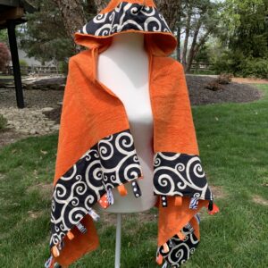 Black Cartwheel (orange) Hooded Tag Towel